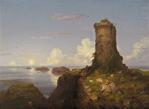 Romantic Landscape with Ruined Tower, Thomas Cole
